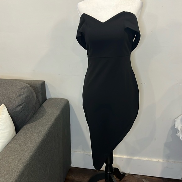 Revamped Dresses & Skirts - Black Off Shoulder Dress